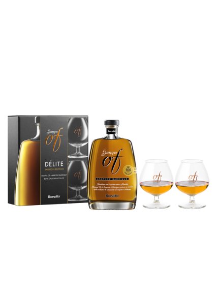 Delite, Grappa OF Amarone barrique 0,35L, 40% Vol. + 2x sklenička