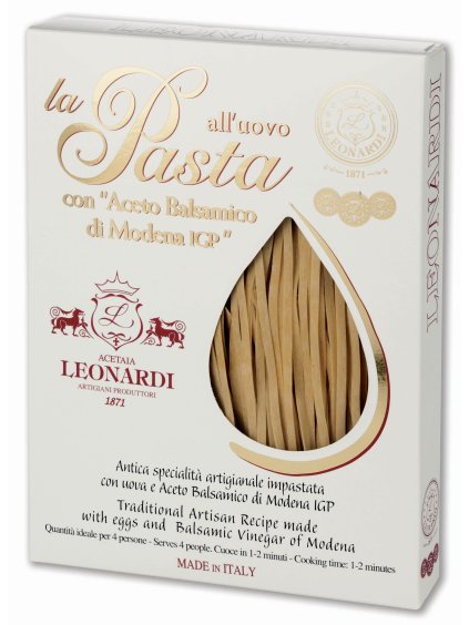 Těstoviny "Fettuccine" vaječné  sušené semolinové  s  Aceto Balsamico di Modena IGP, LEONARDI, Itálie, 250g