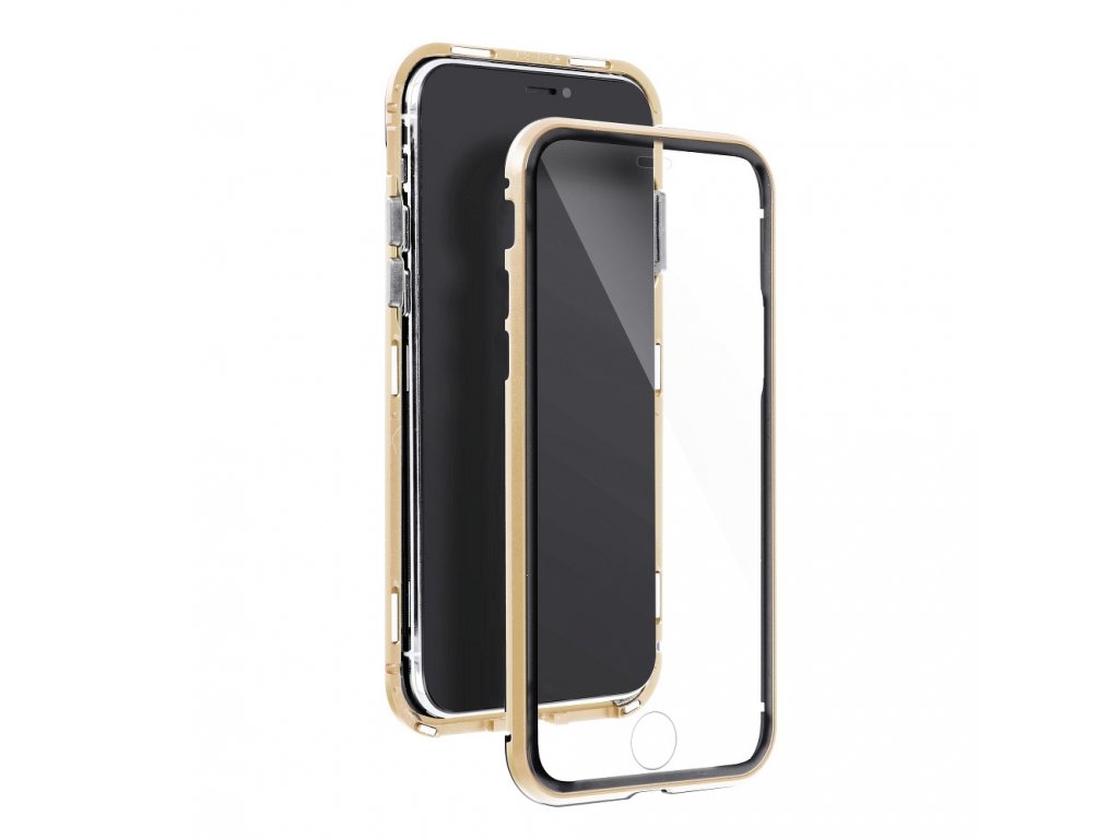 Magnetický oboustranný kryt s tvrzeným sklem na iPhone 7 / 8 / SE 2020 / SE  2022 - zlatý - Bewear.cz |☆