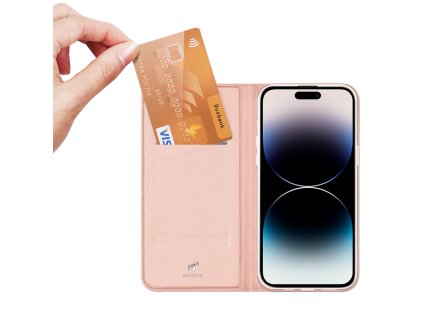 Dux Ducis Skin Pro luxusní flipové pouzdro na iPhone 15 Pro - růžové