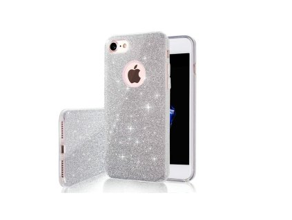 Třpytivý kryt na iPhone 15 Pro - stříbrný