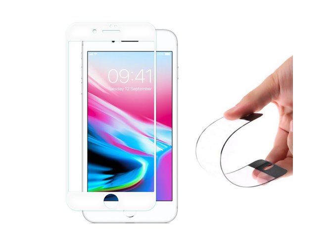 celoplošné nano flexi sklo na iPhone 7 8 bílé