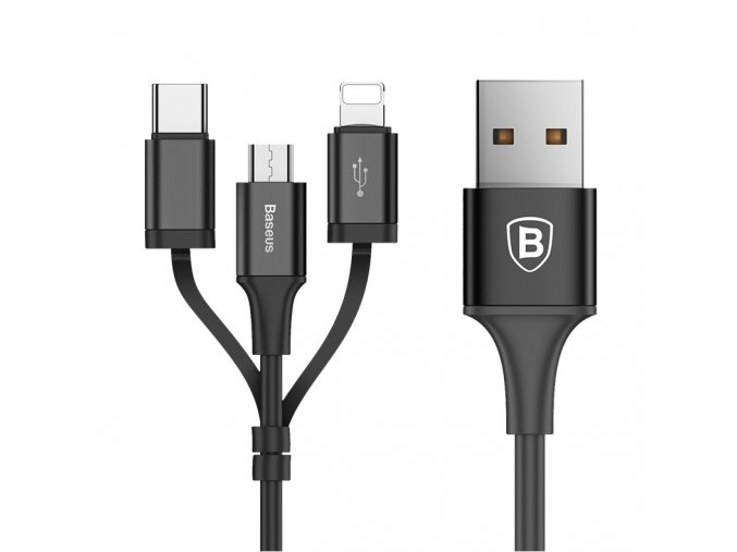 eng pl Baseus Excellent Three in one Cable USB For Micro Lightning Type C 2A 1 2M Black 40785 1