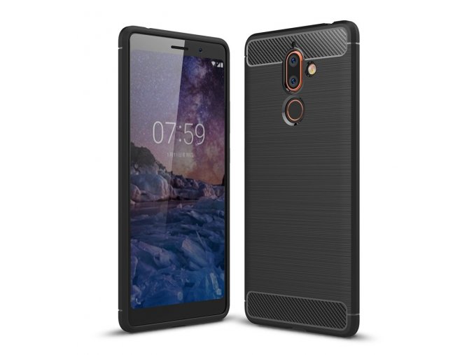 Matný carbon styl kryt na Nokia 7 Plus černý titulka