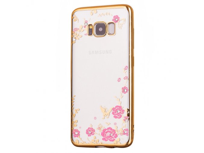 Květinový kryt na Samsung Galaxy S8 zlatý