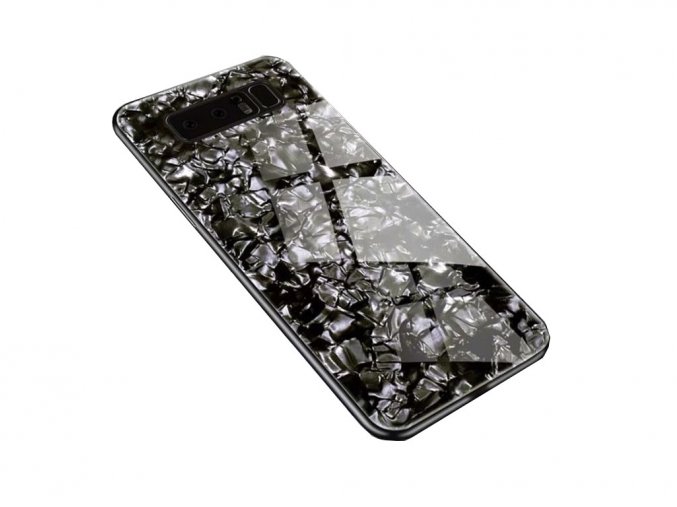 Skleněný luxusní Marble kryt na Samsung Galaxy Note 8 - černý