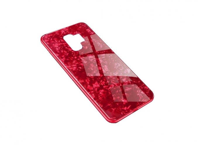 Skleněný luxusní Marble kryt na Samsung Galaxy S9 - červený