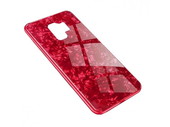 Skleněný luxusní Marble kryt na Samsung Galaxy S9 Plus - červený