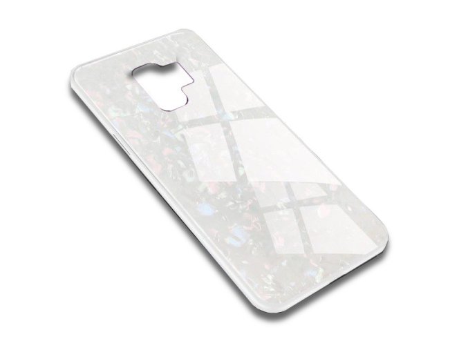 Skleněný luxusní Marble kryt na Samsung Galaxy S9 Plus - bílý