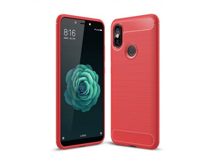 eng pl Carbon Case Flexible Cover TPU Case for Xiaomi Mi A2 Mi 6X red 42478 1