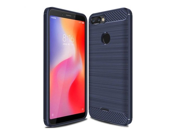 Ohebný carbon kryt na Xiaomi Redmi 6 - modrý