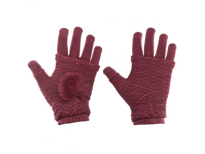 eng pl Touchscreen Winter Gloves 2in1 Striped and Fingerless Gloves Wrist Warmers wine red 27080 6