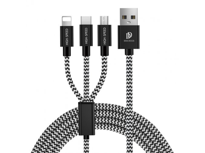 eng pl Dux Ducis K ONE 3in1 Series USB micro USB Lightning USB C Cable 2 4A 1 2M black 45646 1