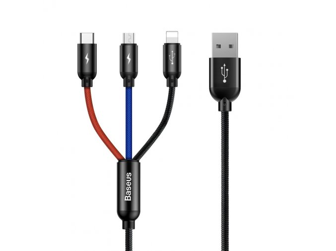 eng pl Baseus Three Primary Colors 3 in 1 Cable USB For M L T 3 5A 1 2M Black CAMLT BSY01 48209 6