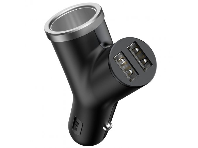 eng pl Baseus Y Type Car Charger with 2x USB and Extended Cigarette Lighter Port 3 4A black CCALL YX01 46816 3