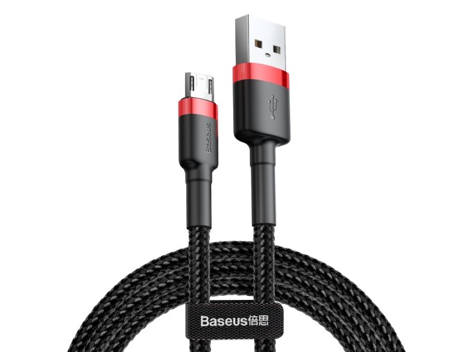 eng pl Baseus Cafule Cable Durable Nylon Braided Wire USB micro USB QC3 0 2 4A 1M black red CAMKLF B91 46788 1