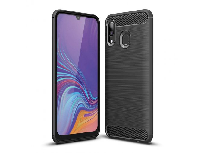 eng pl Carbon Case Flexible Cover TPU Case for Samsung Galaxy A40 black 50239 1