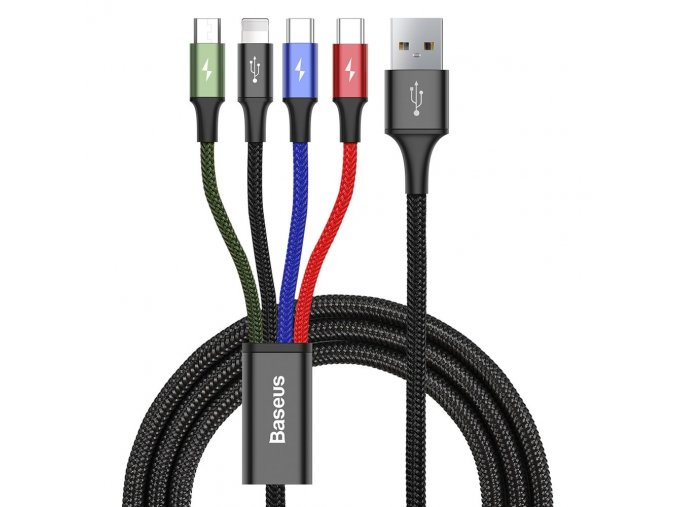 eng pl Baseus Lightning 2x USB Type C micro USB nylon braided cable 3 5A 1 2m black CA1T4 B01 51044 8
