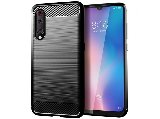 eng pl Carbon Case Flexible Cover TPU Case for Xiaomi Mi 9 Lite Mi CC9 black 52068 1