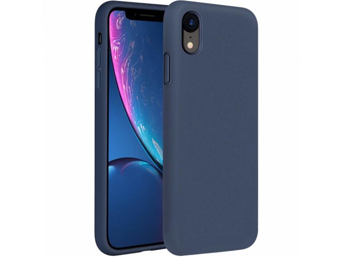 eng pl Silicone Case Soft Flexible Rubber Cover for iPhone XR dark blue 45449 1