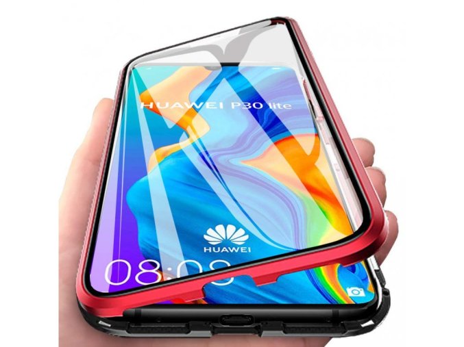 Magnetický oboustranný kryt na Huawei Mate 20 Pro (bez tvrzeného skla) - červený – VÝPRODEJ