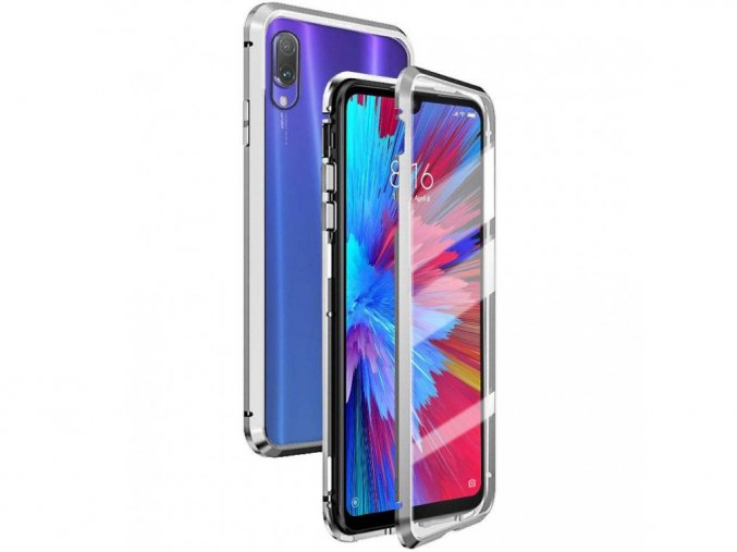 Magnetický oboustranný kryt na Huawei Mate 20 Pro (bez tvrzeného skla) - stříbrný – VÝPRODEJ