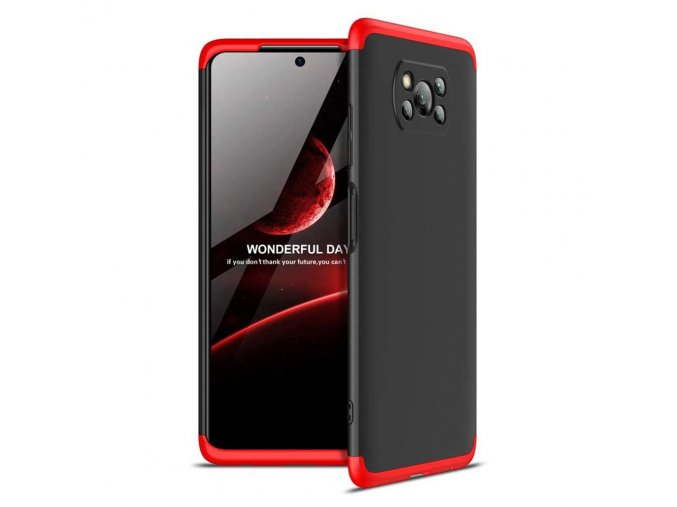 eng pl GKK 360 Protection Case Front and Back Case Full Body Cover Xiaomi Poco X3 NFC black red 63876 1