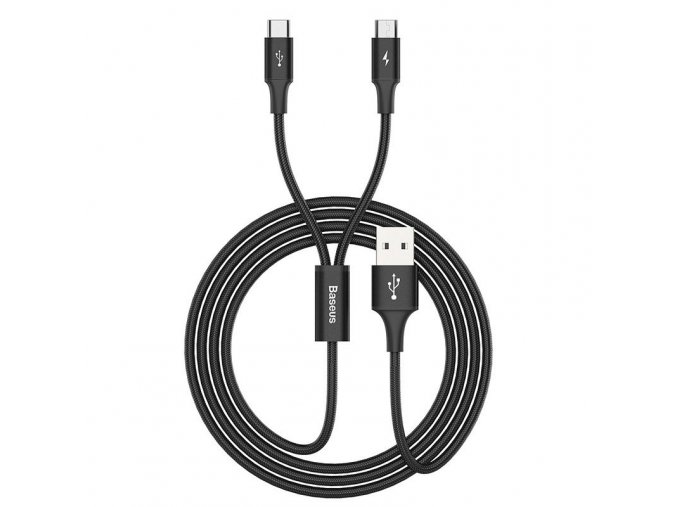 eng pl Baseus Rapid 2in1 cable USB Type C micro USB Cable with Nylon Braid 3A 1 2m black CAMT ASU01 51049 1