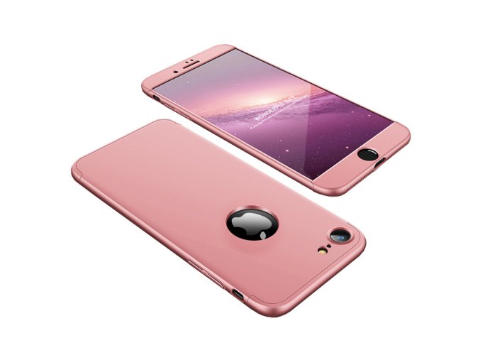 360 oboustranný kryt na iPhone 7 / 8 / SE 2020 / SE 2022 - růžový (bez výřezu na logo)