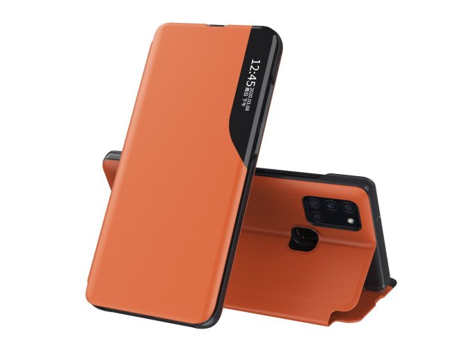 eng pl Eco Leather View Case elegant bookcase type case with kickstand for Samsung Galaxy A21S orange 63608 1