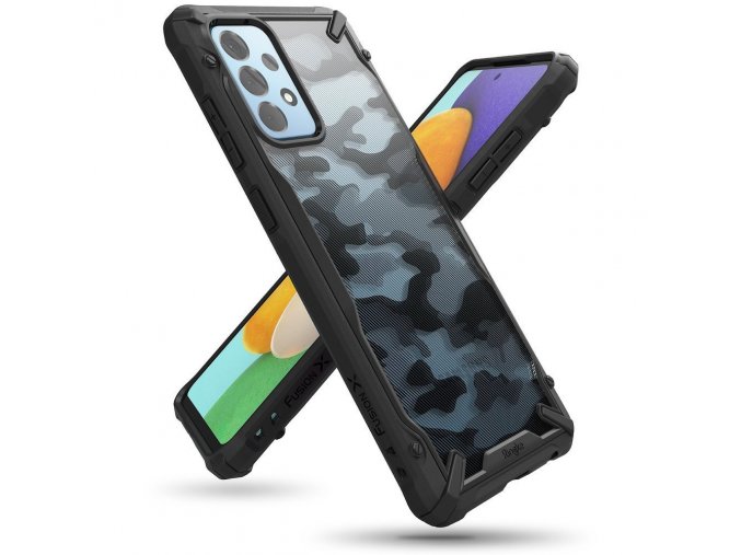 eng pl Ringke Fusion X Design durable PC Case with TPU Bumper for Samsung Galaxy A52 5G A52 4G Camo Black XDSG0047 68537 5