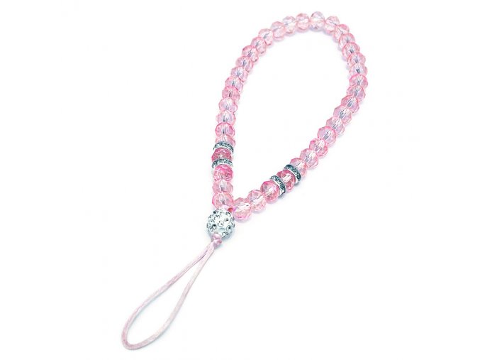 eng pl Phone lanyard pendant string cristal glass beads pink 72146 1