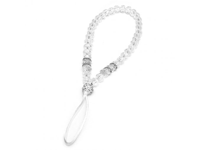 eng pl Phone lanyard pendant string cristal glass beads white 72144 1