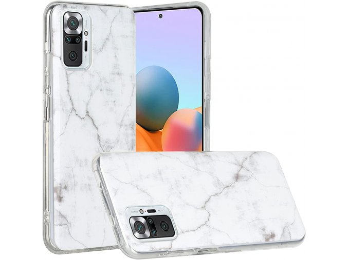 Silikonový Mramorový kryt na Xiaomi Redmi Note 10 Pro - bílý