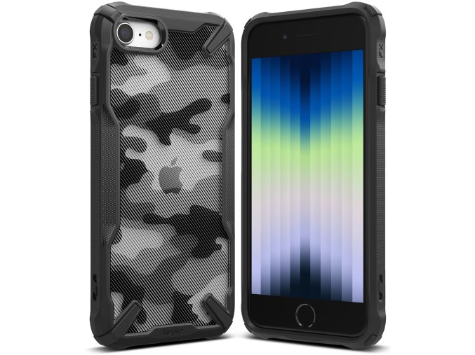 eng pl Ringke Fusion X Design case armored cover with frame for iPhone SE 2022 SE 2020 iPhone 8 iPhone 7 Black Camo Black FX612E73 91839 1