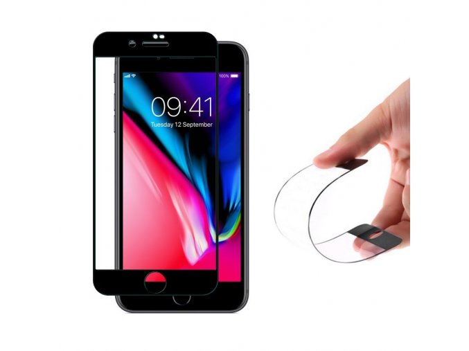 celoplošné nano flexi sklo na iPhone 7 8 černé