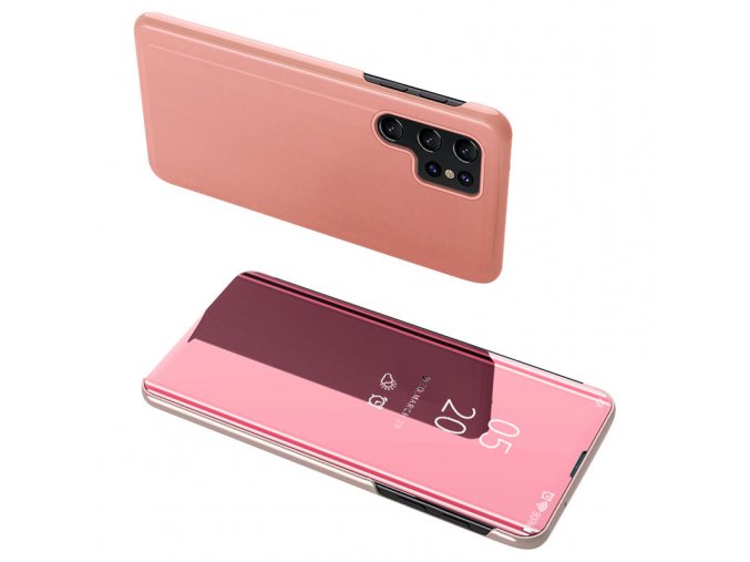 eng pl Clear View Case cover for Samsung Galaxy S23 Ultra cover with a flap pink 135899 1