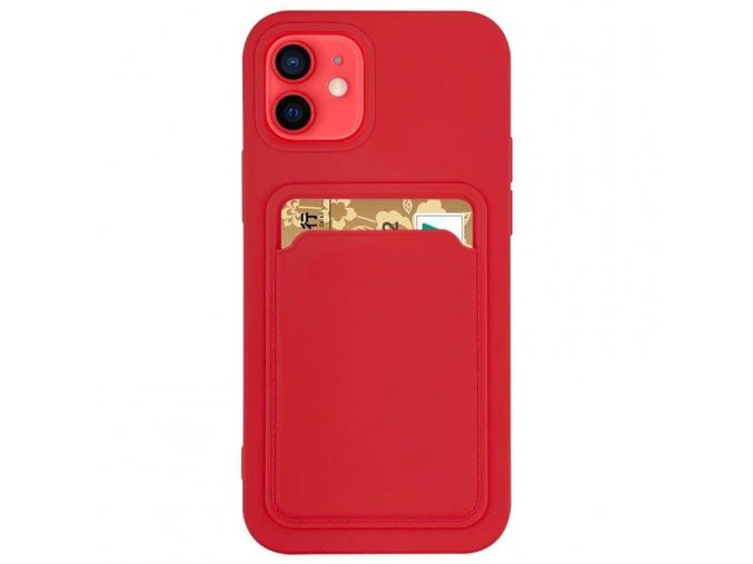 Vyztužený silikonový kryt s kapsičkou na Samsung Galaxy S21 Plus 5G - červený