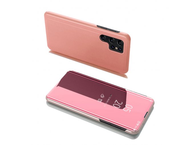 Clear View neoriginální pouzdro na Samsung Galaxy S22 Ultra - růžové