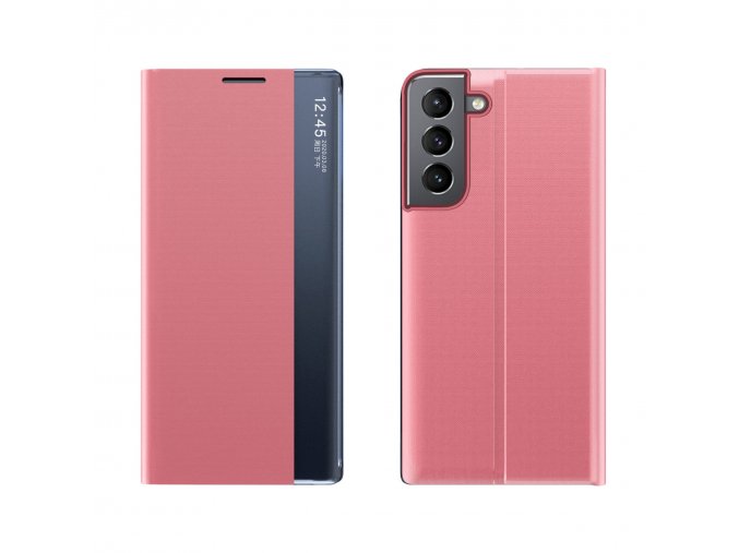 Pouzdro Sleep Flip S-View Cover na Samsung Galaxy S22 Plus - růžové
