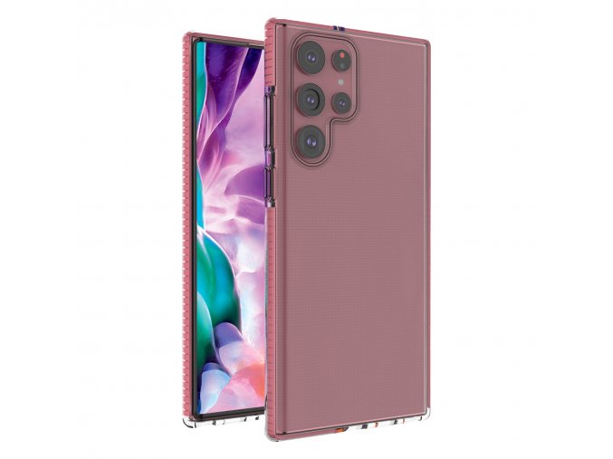 TPU Spring ultratenký kryt na Samsung Galaxy S22 Ultra - světle růžový