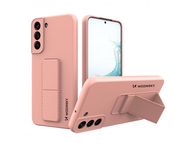 Multifunkční silikonový kryt na Samsung Galaxy S22 Plus - růžový