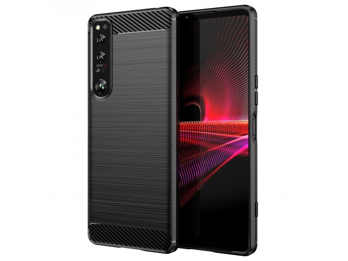 Ohebný carbon kryt na Sony Xperia 1 IV - černý