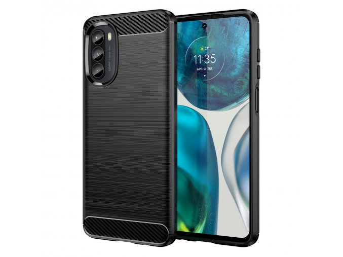 Ohebný carbon kryt na Motorola Moto G82 5G / Moto G52 - černý