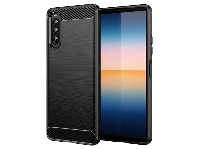 Ohebný carbon kryt na Sony Xperia 10 IV - černý