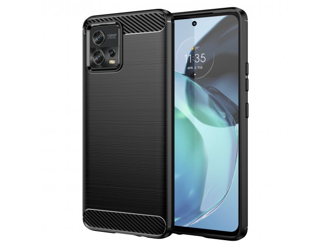 Ohebný carbon kryt na Motorola Moto G72 - černý