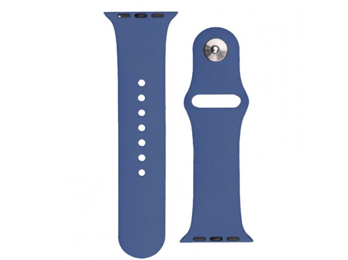 Silikonový řemínek s knoflíkovou sponou APS pro Apple Watch 8 / 7 / 6 / 5 / 4 / 3 / 2 / SE (41/40/38mm) – tmavě modrý