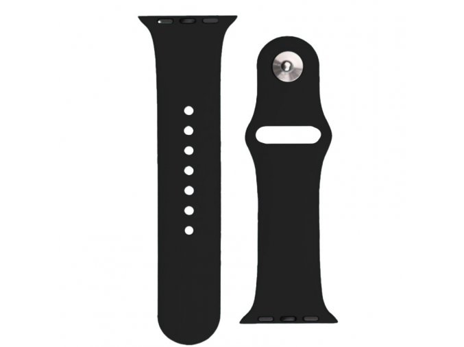 Silikonový řemínek s knoflíkovou sponou APS pro Apple Watch 8 / 7 / 6 / 5 / 4 / 3 / 2 / SE (41/40/38mm) – černý