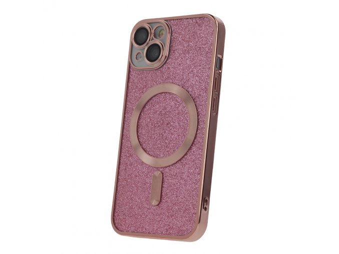 Třpytivý Chrome MagSafe kryt na iPhone 15 - růžový