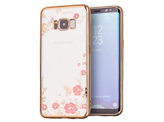 Rozkvetlý TPU kryt na Samsung Galaxy S8 Plus zlatý 1